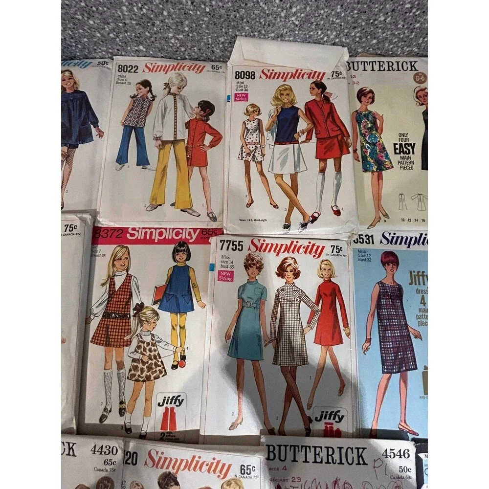 Lot of 17 Sewing Patterns Simplicity, Butterick,  McCalls ETC Uncut and Cut